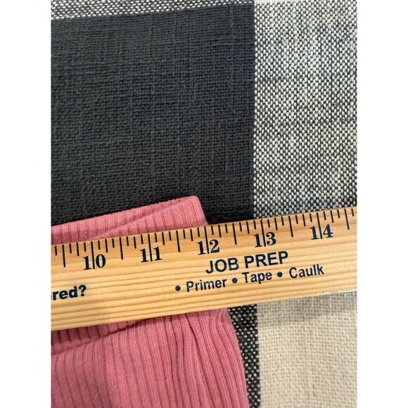 Zara Ribbed Knit High Waist Flare Pants Pink Stretch Size Medium Boho Bohemian - Picture 9 of 11